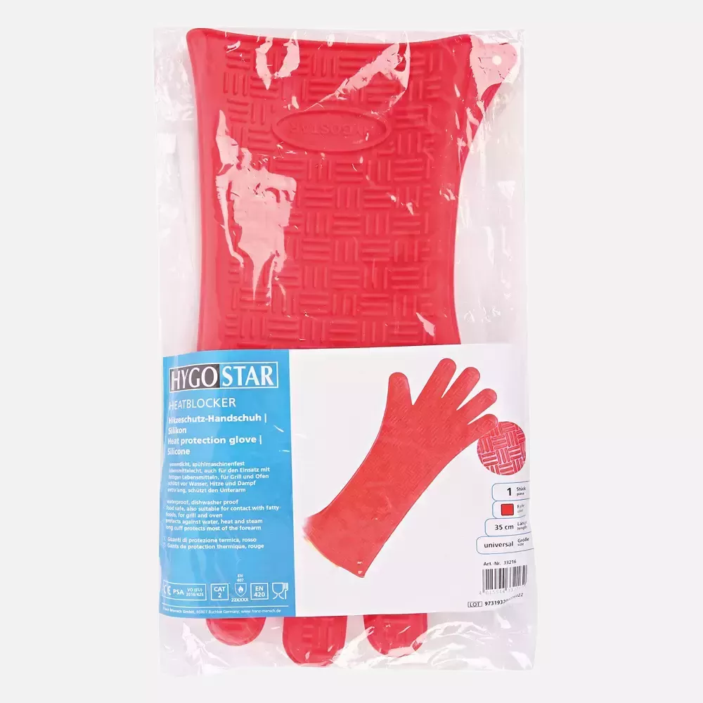 HygoStar 33216, Heatblocker Silicone Oven Gloves, 35 cm, Red, image 3