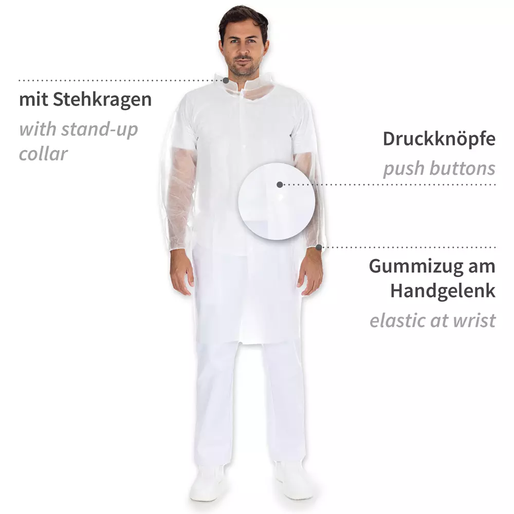 HygoNorm 27429, PP Visitor Gowns, Light, Push Buttons, XXXL, White, image 4