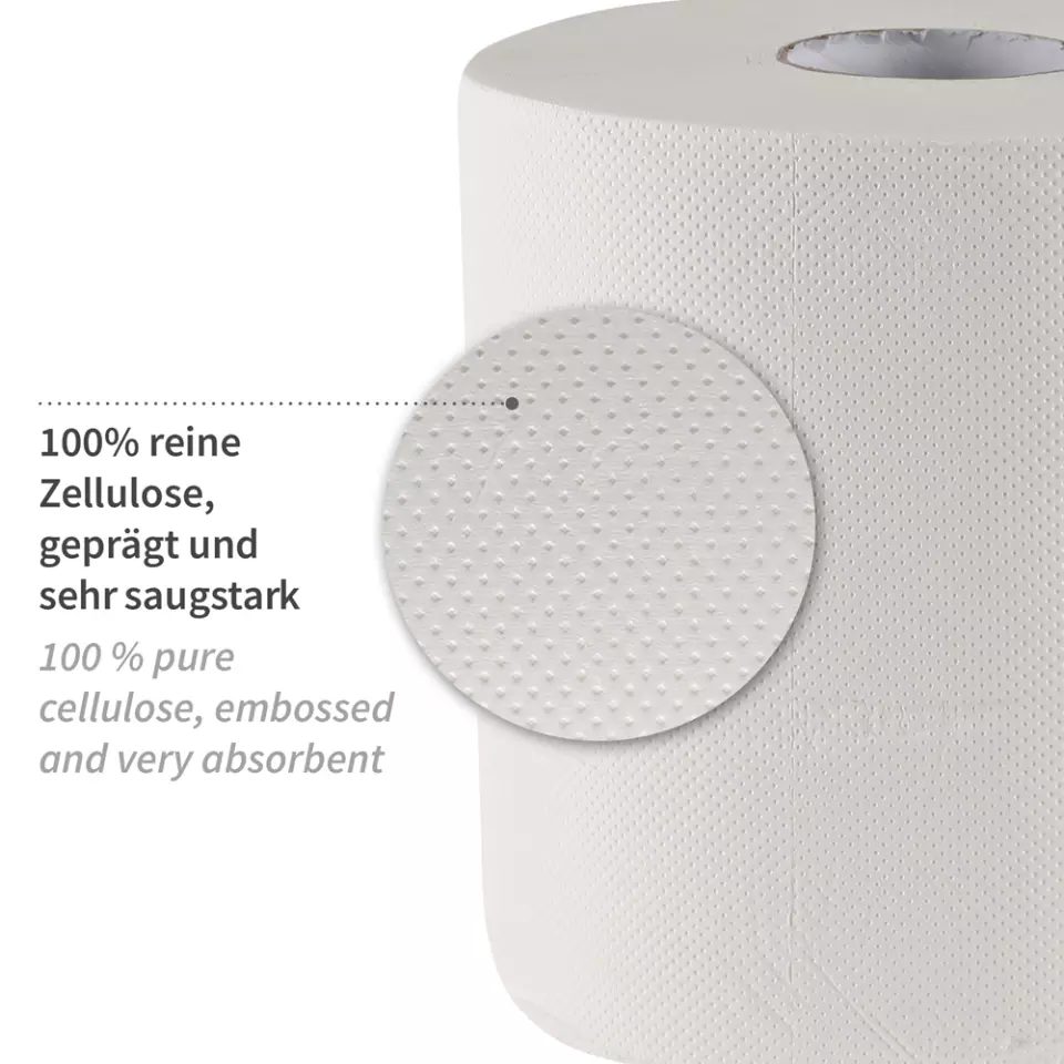 HygoClean 30412, 2-Ply Cellulose Paper Towel Rolls, Centerfeed, White, image 3, gallery thumbnail