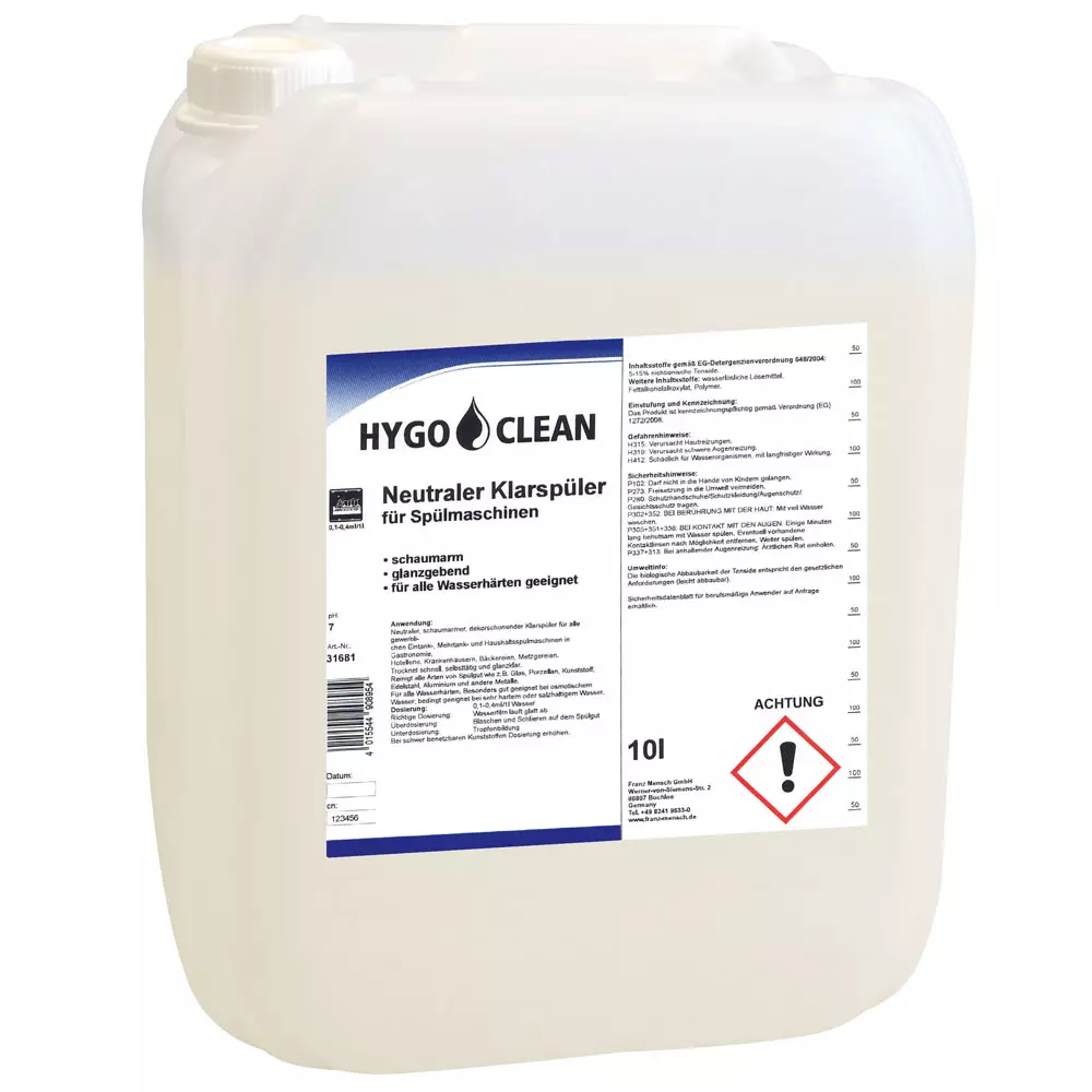 HygoClean 31681, Neutral Dishwasher Rinse Aid, image 1