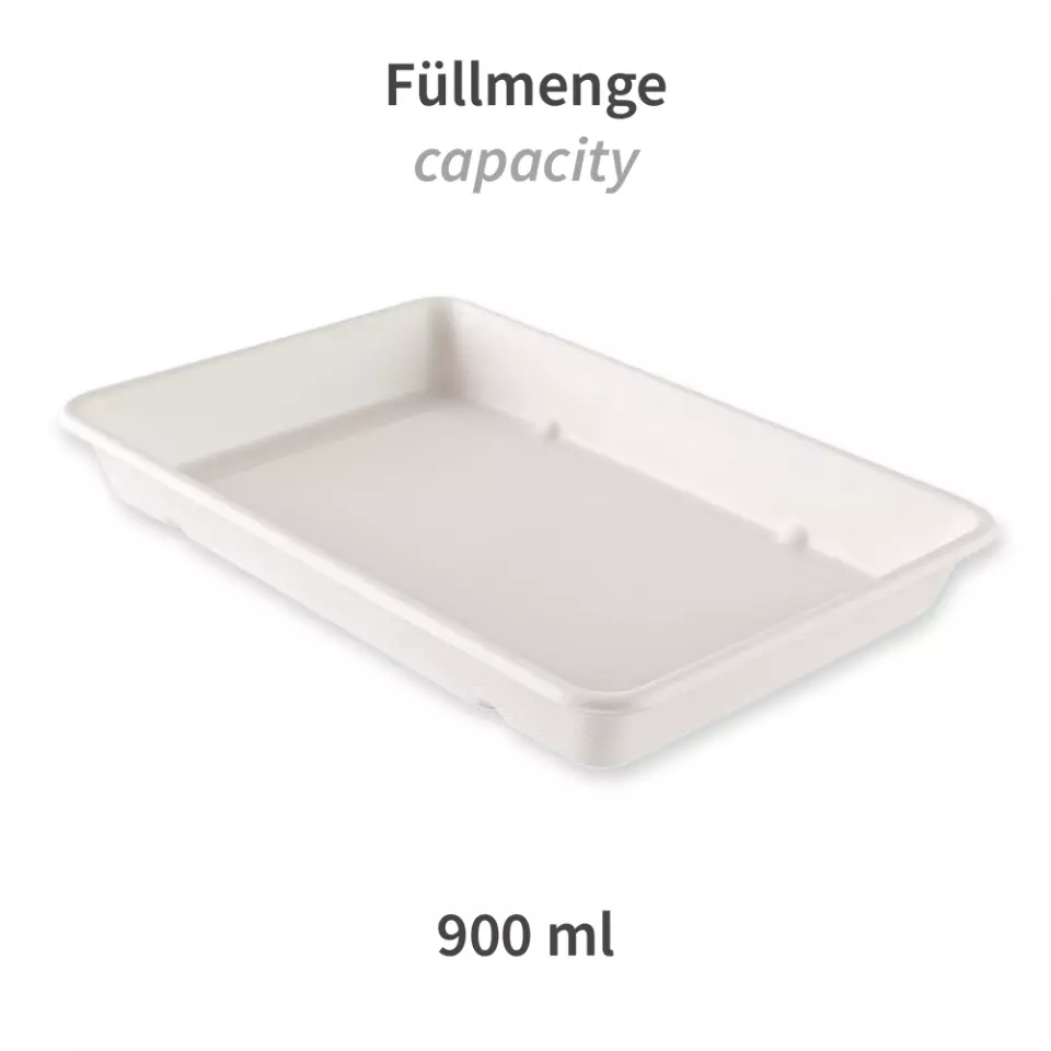 NATUREStar 411440, Classico Organic Rectangular Bagasse Trays, 230 x 156 x 31 mm, 900 ml, image 2, gallery thumbnail