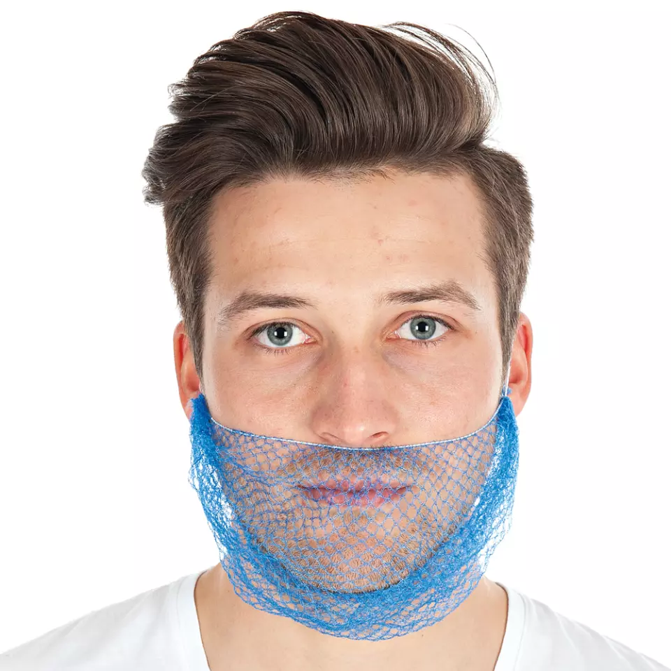 Hygostar 85449, Detectable Nylon Beard Cover, Blue, image 1, gallery thumbnail