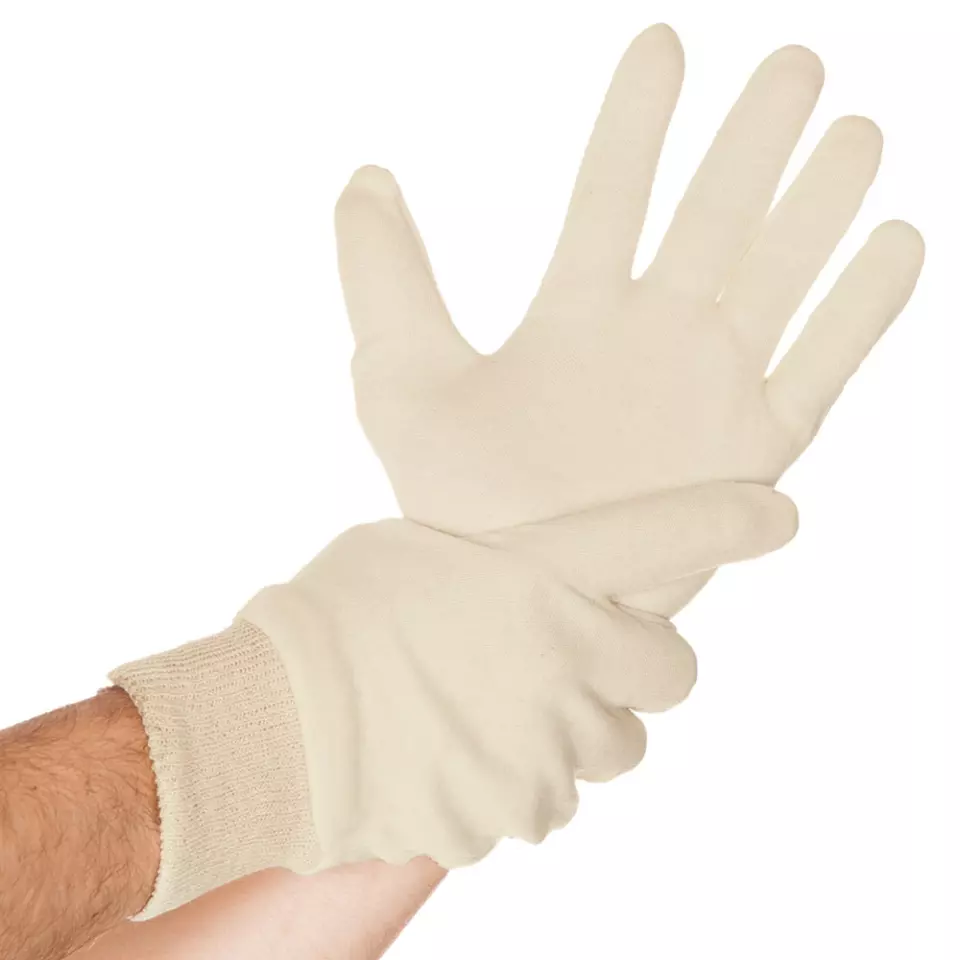 HygoStar 33903, Cuff Cotton Gloves, 9/L, Natural, image 1, gallery thumbnail