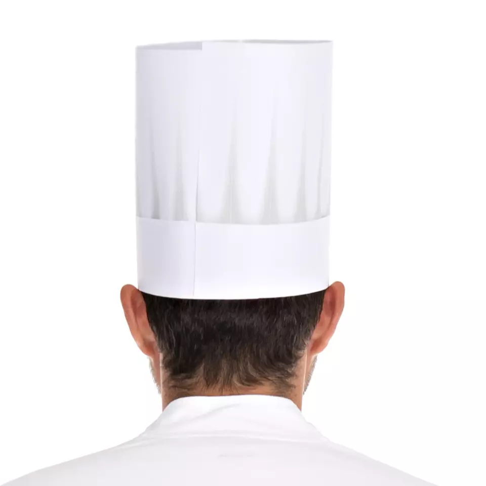 HygoNorm 09649, Europa Embossed, Exposed Paper Chef's Hat, 21 cm, White, image 4, gallery thumbnail