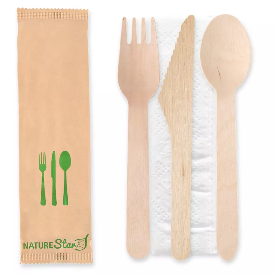 NATUREStar 388603, 3-teilige Bio-Holzbesteck-Sets, FSC® 100%, image 1, gallery thumbnail