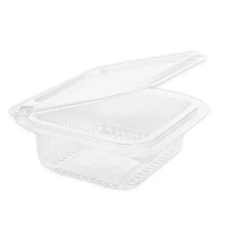 Franz Mensch Organic PLA Deli & Salad Bowls with Hinged Lids, 250 ml, Rectangular