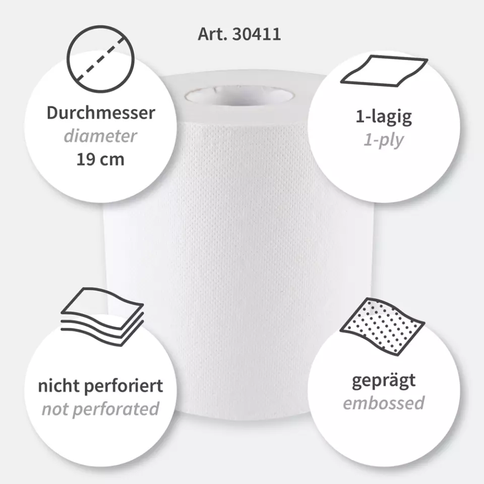 HygoClean 30411, 1-Ply Recycled Paper Centerfeed Paper Towel Rolls, White, image 3, gallery thumbnail