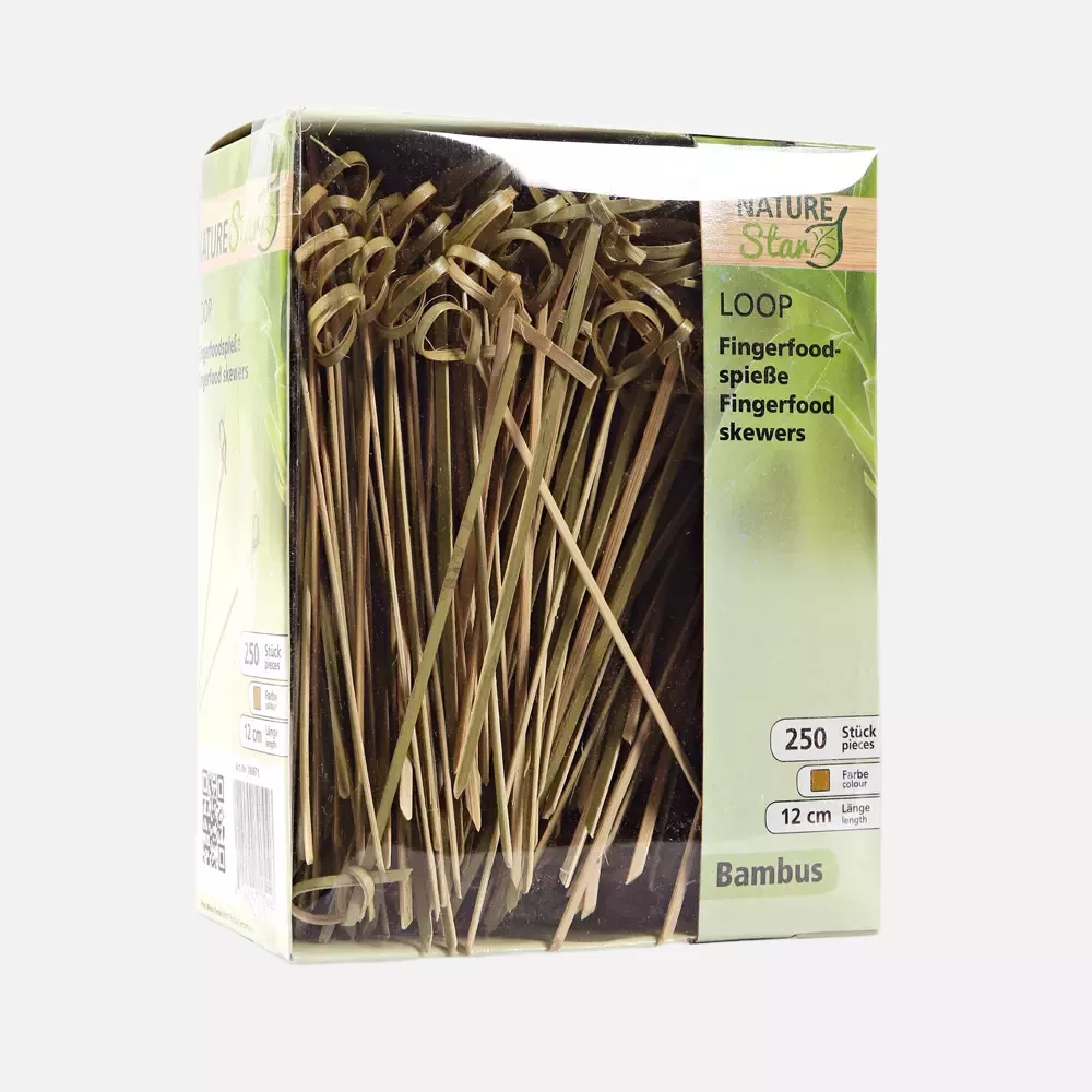 NATUREStar 389671, Loop Organic Bamboo Fingerfood Skewers, 120 mm, Natural, image 4