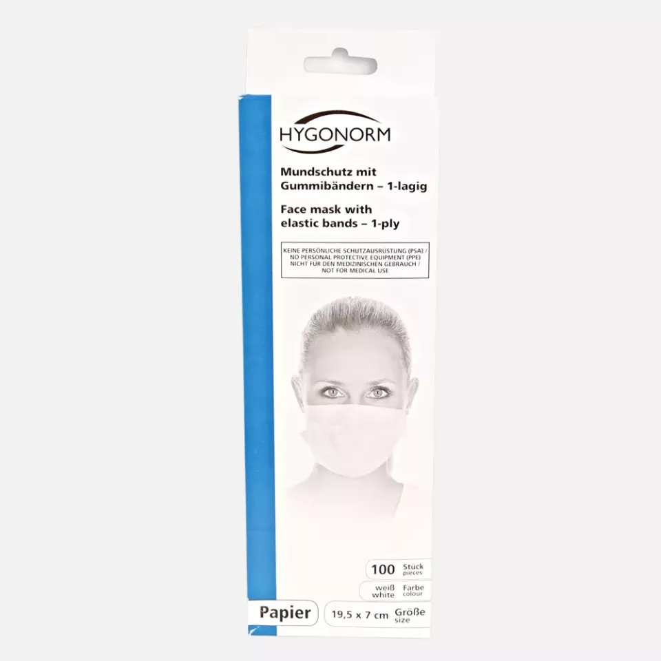 HygoNorm 29109, Civil Use Paper Face Masks, 1-ply, White, image 1, gallery thumbnail
