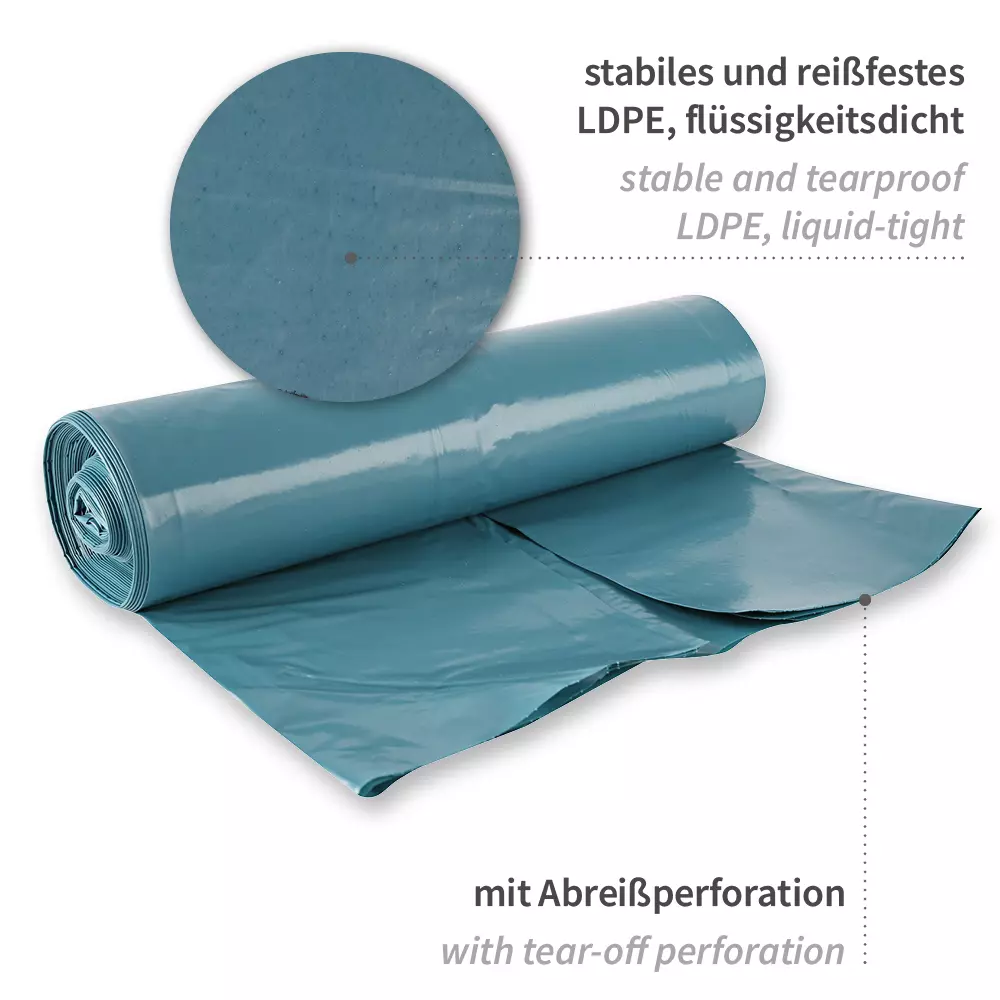 HygoClean 32312, Light LDPE Waste Bags, 240 l, Blue, Roll, image 2