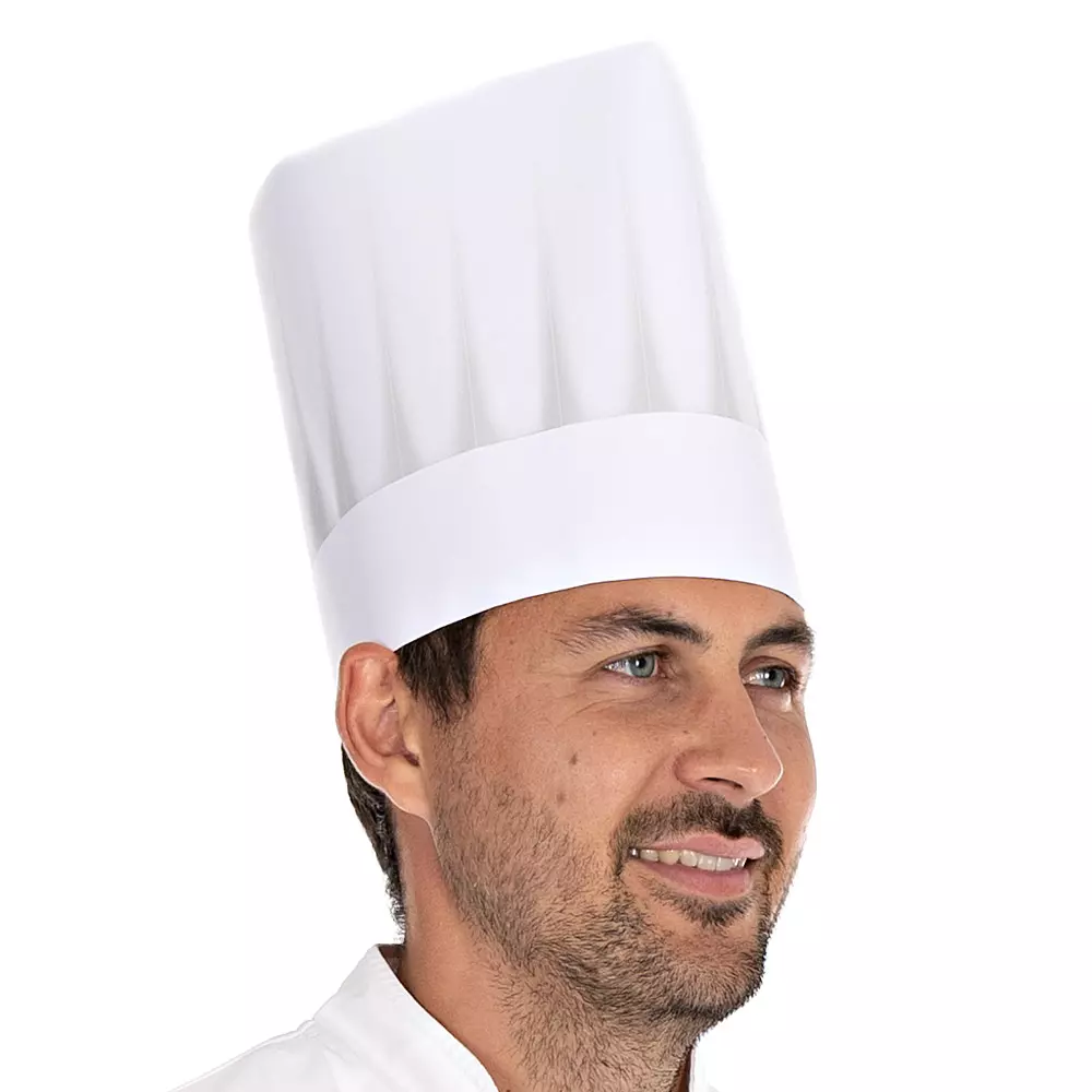 HygoNorm 09649, Europa Embossed, Exposed Paper Chef's Hat, 21 cm, White, image 2