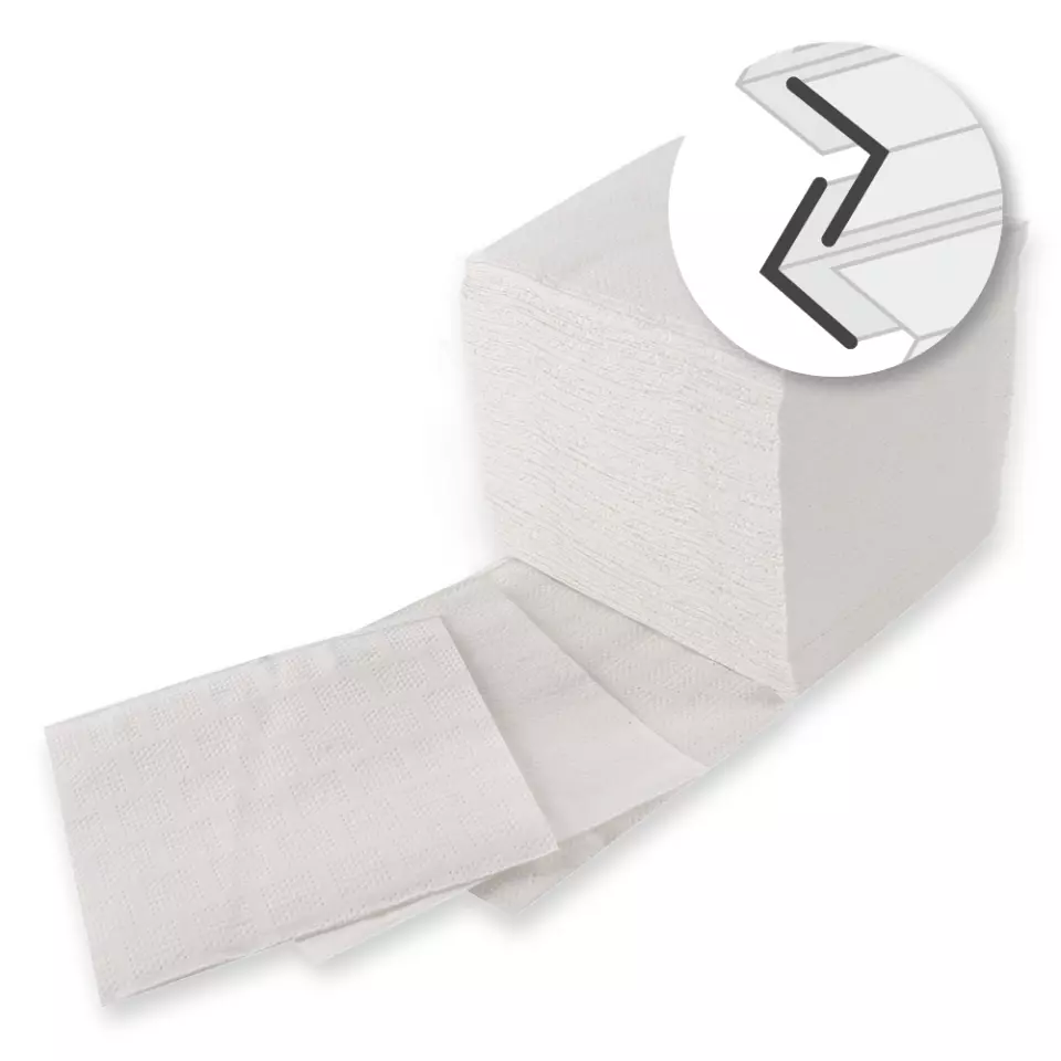 HygoClean 30427, 2-lagiges Interfold Zellstoff-Toilettenpapier, Einzelblatt, Weiß, FSC®-Mix, image 1, gallery thumbnail