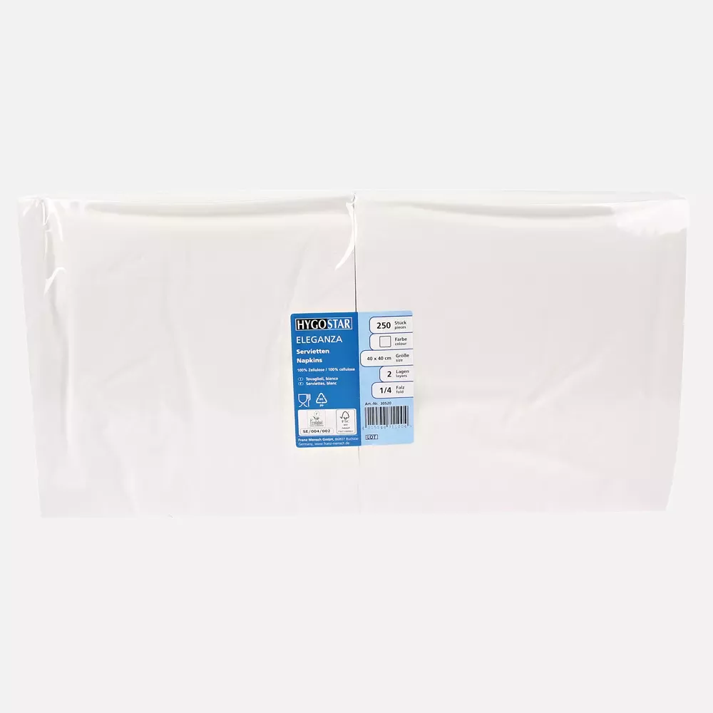 HygoStar 30520, Eleganza Servietten, 40 x 40 cm, 2-lagig, 1/4-Falz, Weiß, FSC®-Mix (Zellstoff), image 2