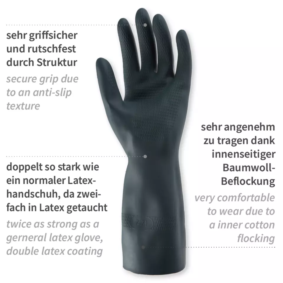 Franz Mensch 25003, Antiacido Chemical Protection Latex/Neoprene Gloves, image 2, gallery thumbnail