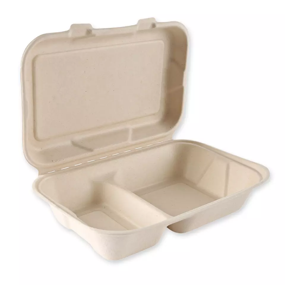NATUREStar 412255, Organic Bagasse Menu Boxes with Hinged Lid, image 3, gallery thumbnail