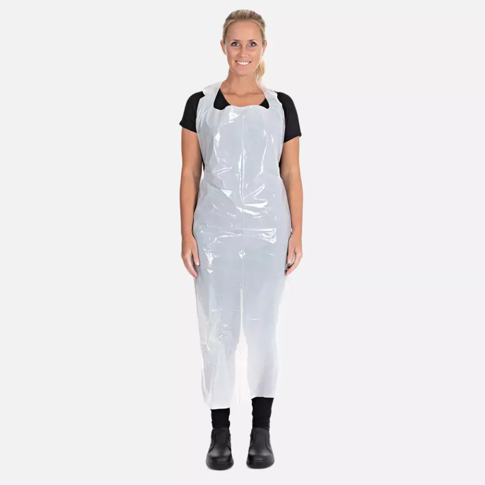 HygoStar 23242, Disposable LDPE Aprons, 120 x 75 cm, White, in Dust Protection Bag, 35 my, image 1, gallery thumbnail