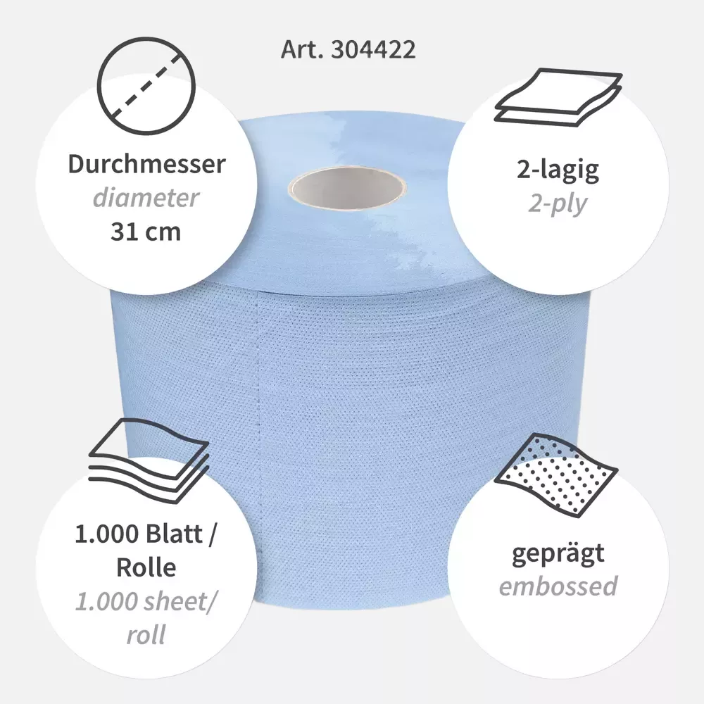 HygoClean 304422, Allfood 2-lagiges Zellstoff-Mix Putzpapier, Blau, image 3