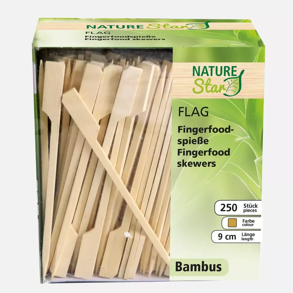 NATUREStar 389541, Flag Organic Bamboo Fingerfood Skewers, 150 mm, Natural, image 1