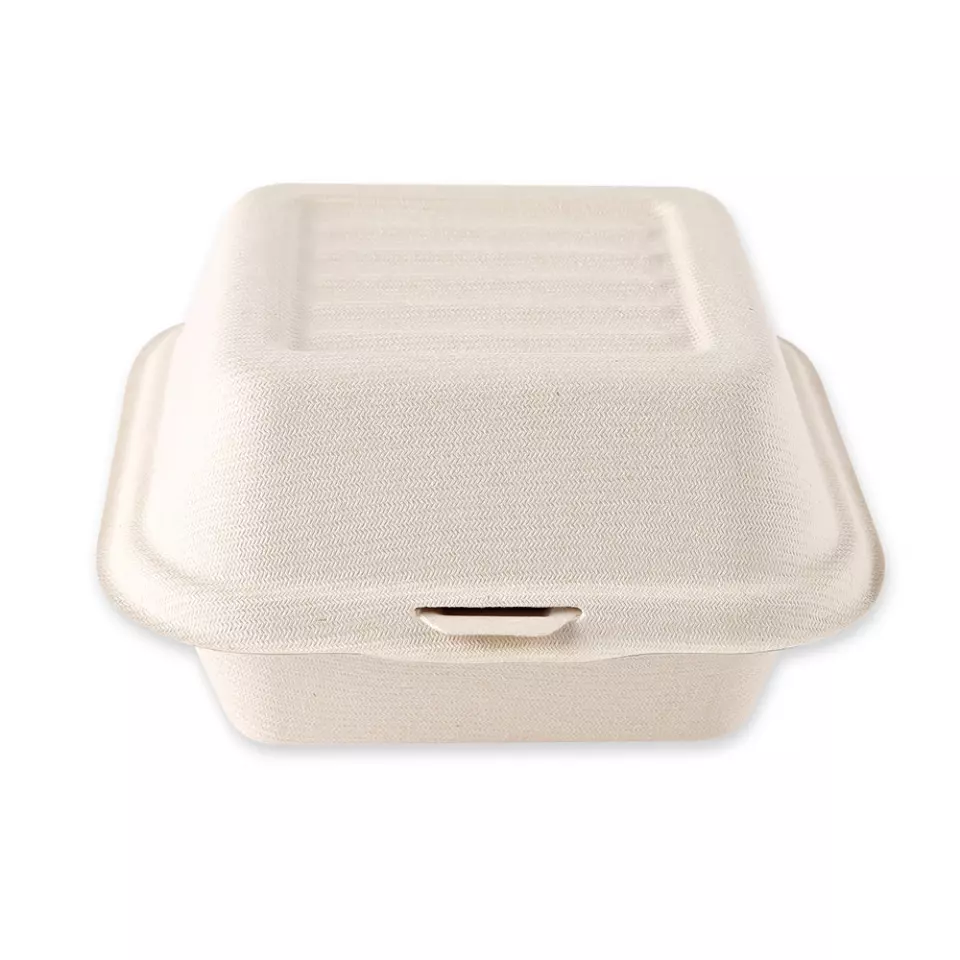 NATUREStar 412155, Organic Hinged Lid Bagasse Hamburger Boxes, 150 x 85 mm, image 3, gallery thumbnail