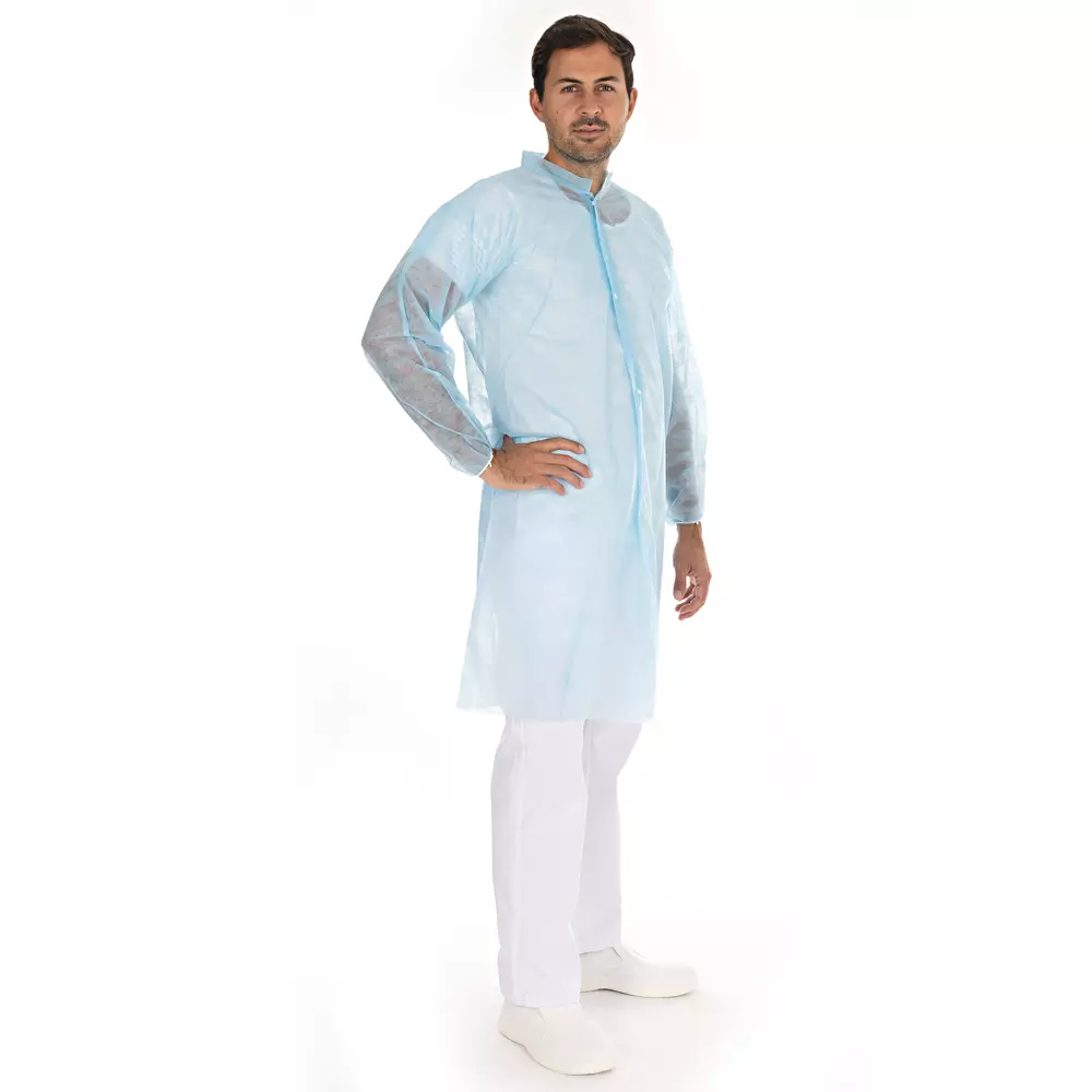 HygoNorm 27406P, Light PP Visitor Gowns with Push Buttons, XL, Blue, image 2