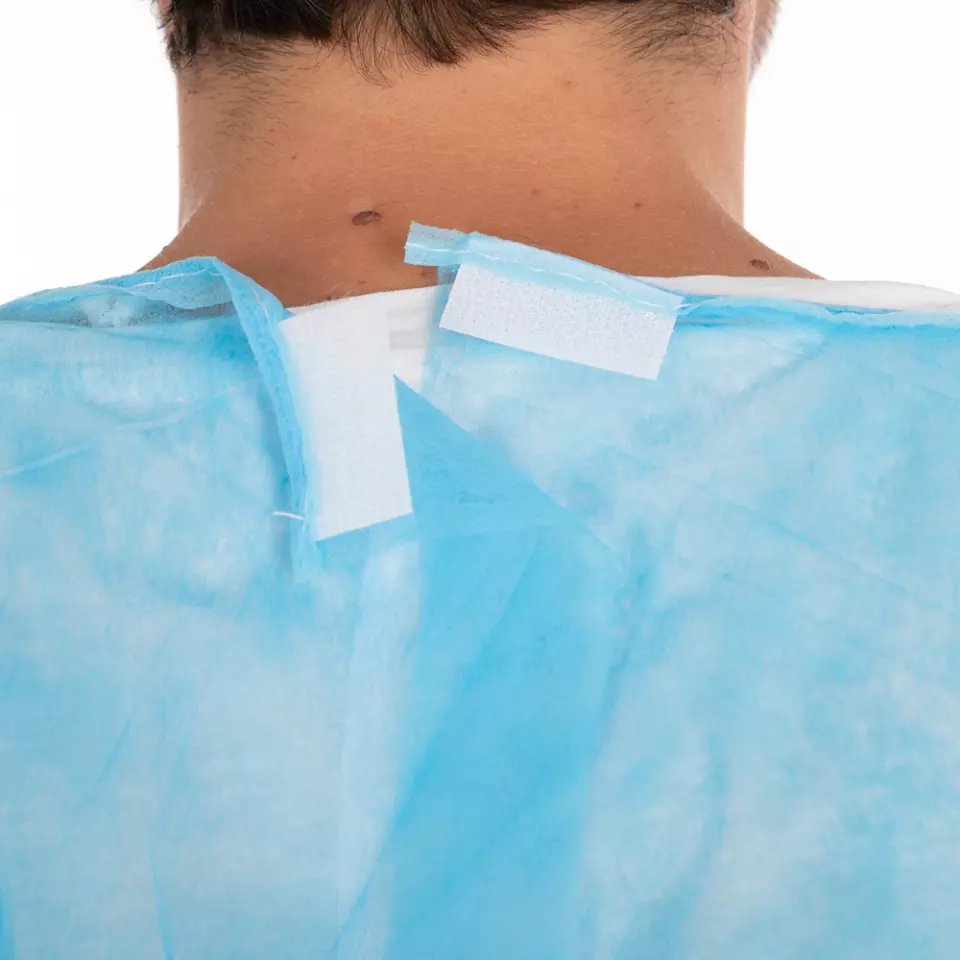 HygoNorm 277710, Light PP/PE Gowns, Partly Laminated, Velcro, XL, Blue, image 3, gallery thumbnail