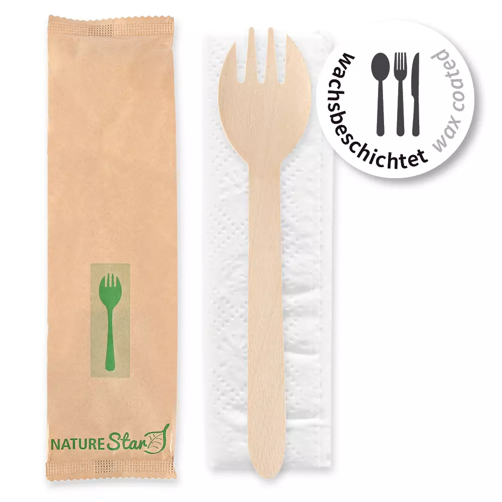 NATUREStar 388625, Spork Organic Wood Cutlery Sets, FSC® 100%, Wax Coated, image 1