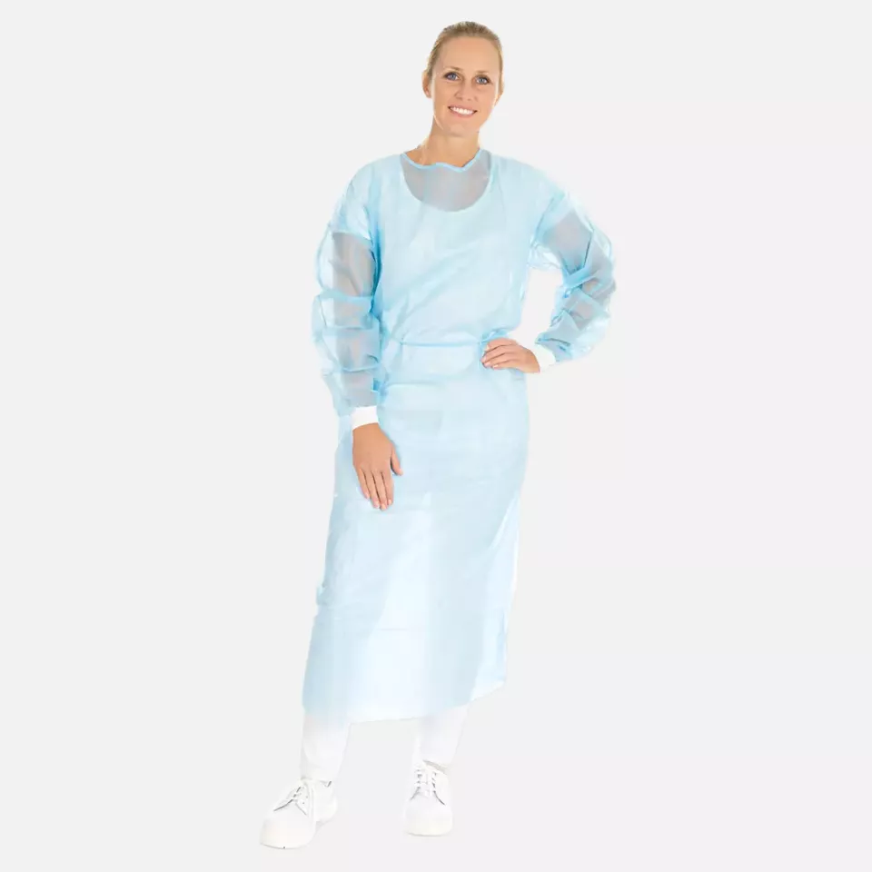 HygoNorm 277769, Eco PP/PE Gowns, Partly Laminated, with Neck Ties, XL, Blue, image 1, gallery thumbnail