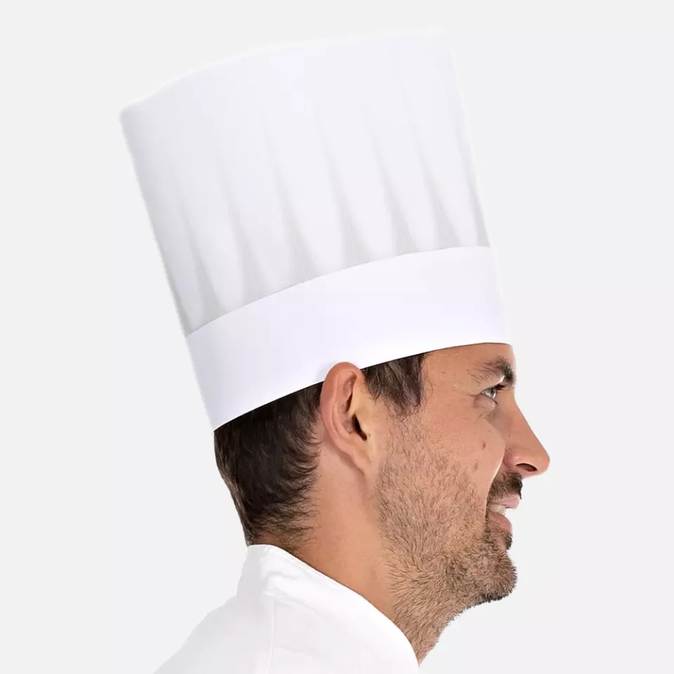 HygoNorm 09649, Europa Embossed, Exposed Paper Chef's Hat, 21 cm, White, image 3, gallery thumbnail