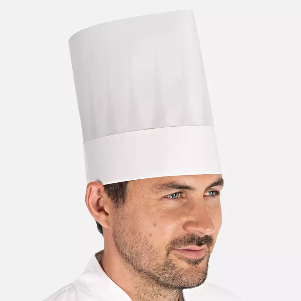 HygoStar 0964, Europa Original Chef's Hat, 22 cm, White, Absorbent Paper, Exposed, image 1, gallery thumbnail
