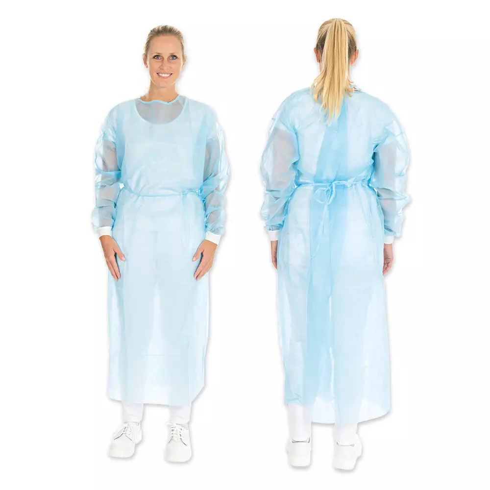 HygoNorm 277769, Eco PP/PE Gowns, Partly Laminated, with Neck Ties, XL, Blue, image 2