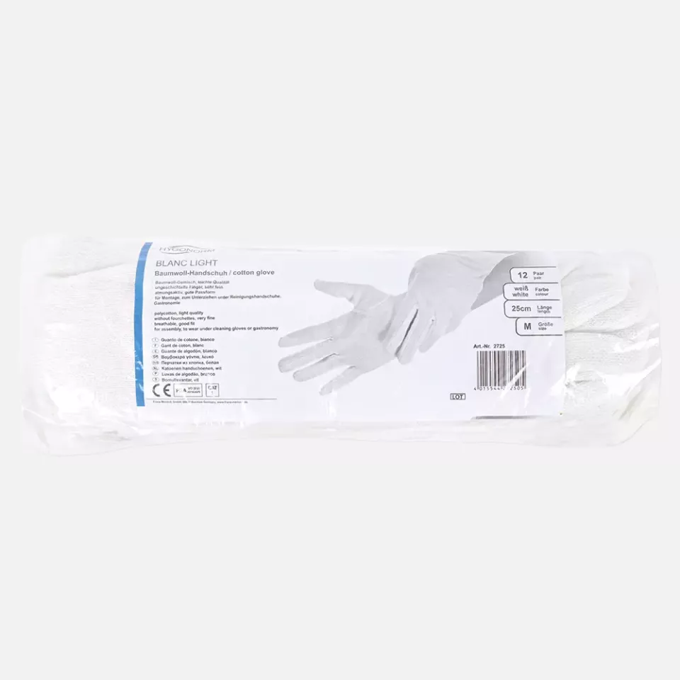 HygoNorm 2724, Blanc Light Cotton Gloves, image 2, gallery thumbnail