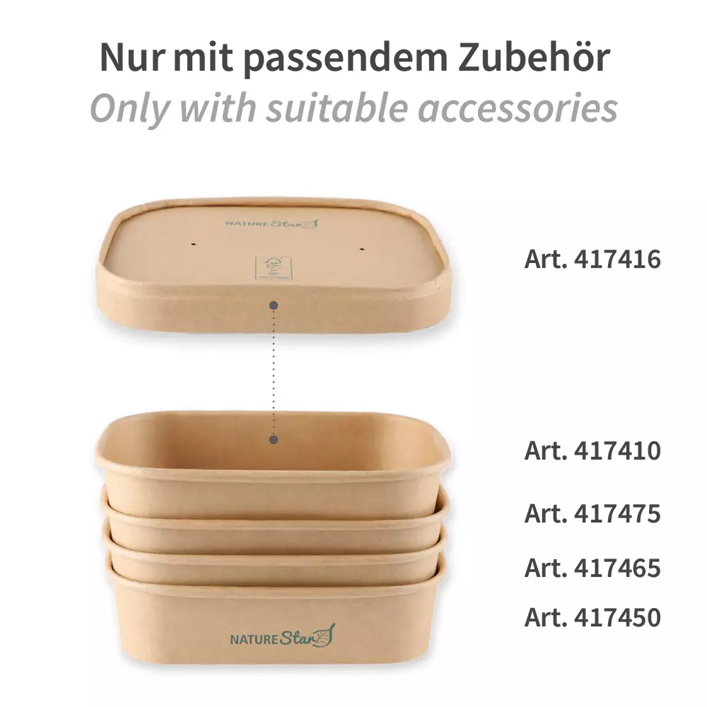 NATUREStar 417416, Organic Takeaway Tray Lids, FSC®-mix, 172 x 120 x 17 mm, Kraft Paper/PE, image 3