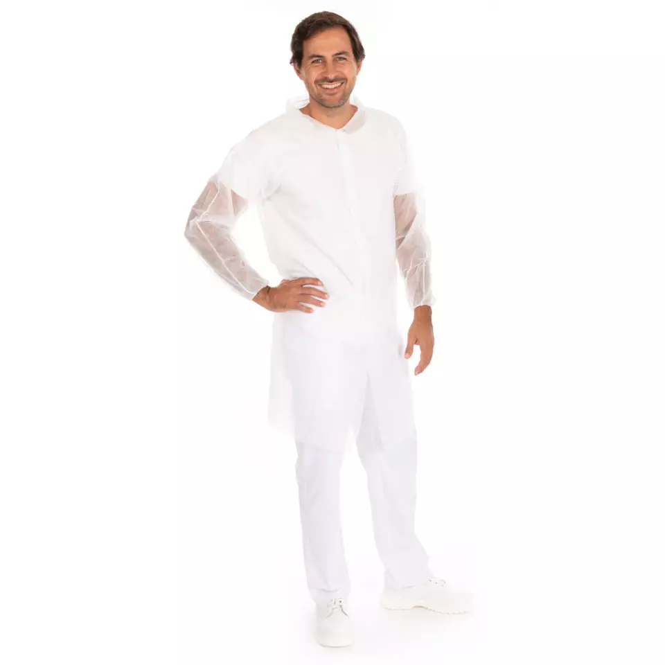 HygoNorm 274799, Eco PP Push Button Visitor Gowns, XXXXL, White, image 1, gallery thumbnail
