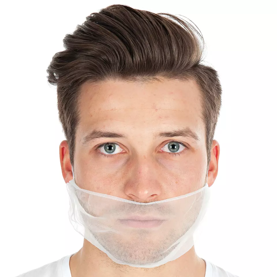 Hygostar 29216, Micromesh Detectable Nylon Beard Cover, White, image 1, gallery thumbnail