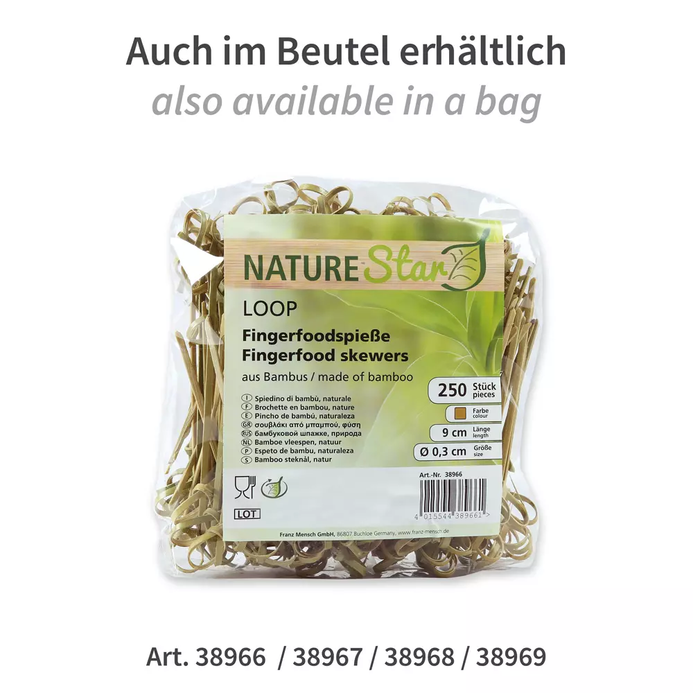 NATUREStar 389671, Loop Organic Bamboo Fingerfood Skewers, 120 mm, Natural, image 6