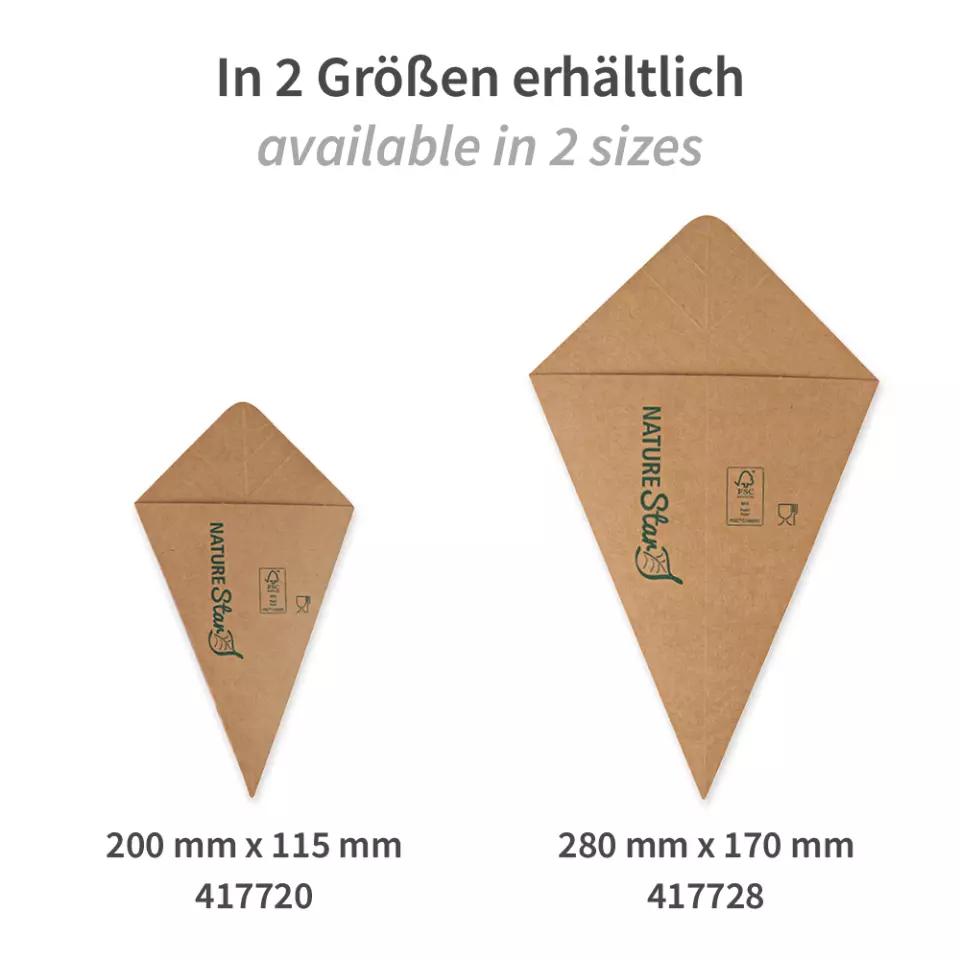 NATUREStar 417728, Conical Organic Kraft Paper/PE Fry Bags, Ø 280 mm x 167 mm, FSC®-mix, image 4, gallery thumbnail