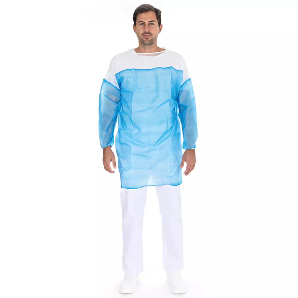 HygoStar 27976, Duo PP/PE Kittel, ohne Perforation, XL, Weiß/Blau, image 1, gallery thumbnail