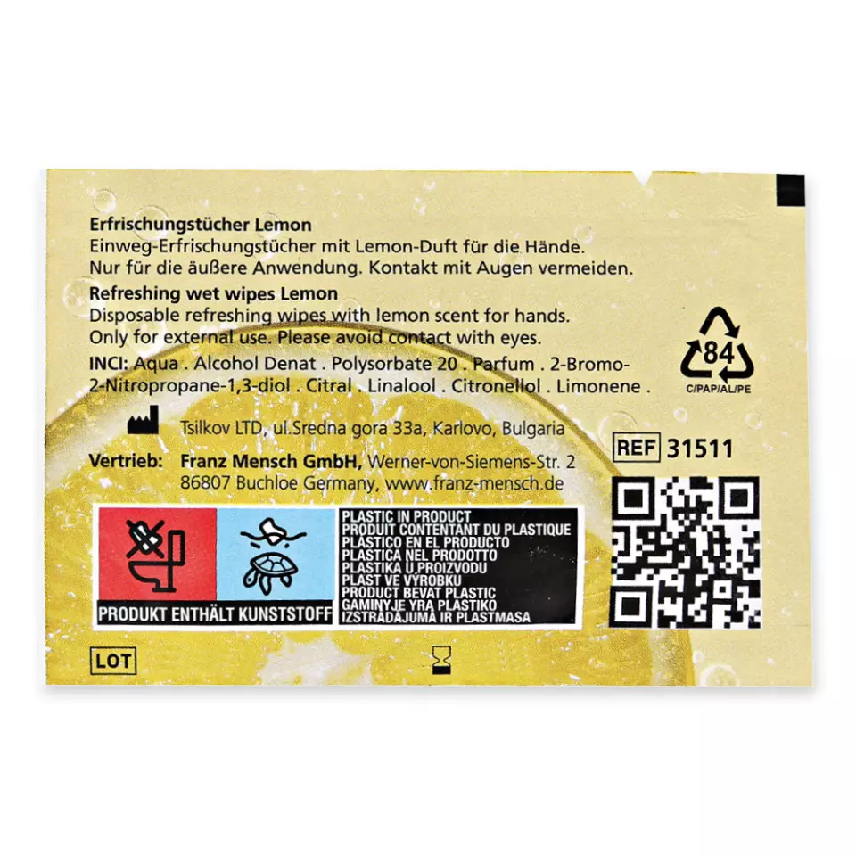 HygoStar 31511, Refreshing Viscose/PES Wet Wipes, Lemon, image 2, gallery thumbnail