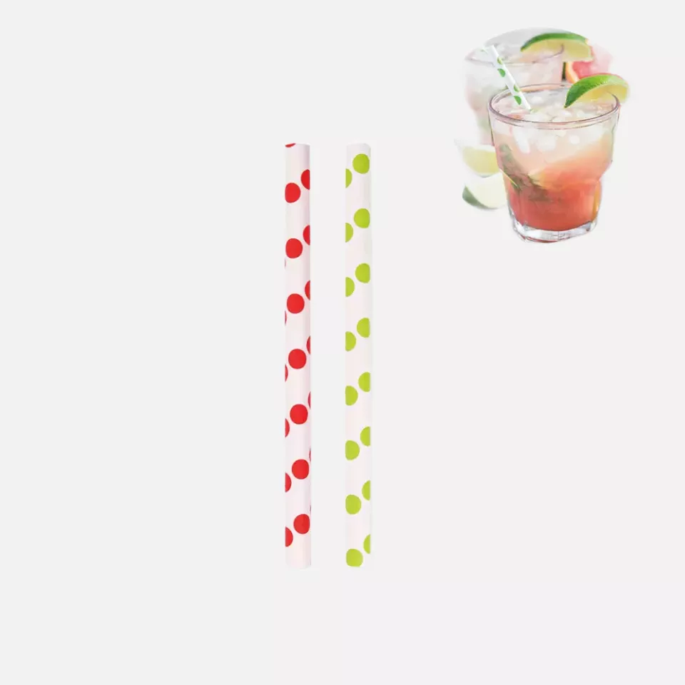 NATUREStar 421450, Cocktail Organic Paper Straws, FSC®-mix, red/white dotted, ø 8 mm, 130 mm, image 1, gallery thumbnail