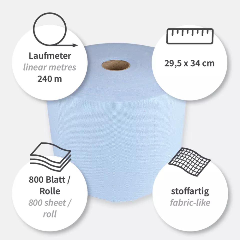HygoClean 317506, Zellstoff-Reinigungstücher, auf Rolle, Blau, image 3, gallery thumbnail