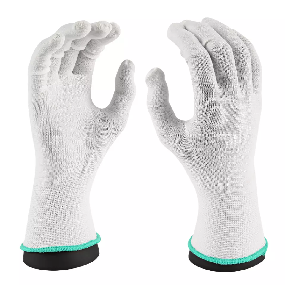 HygoStar 332025, Allfood Fine Knitted Nylon Gloves, Size 9/L, White