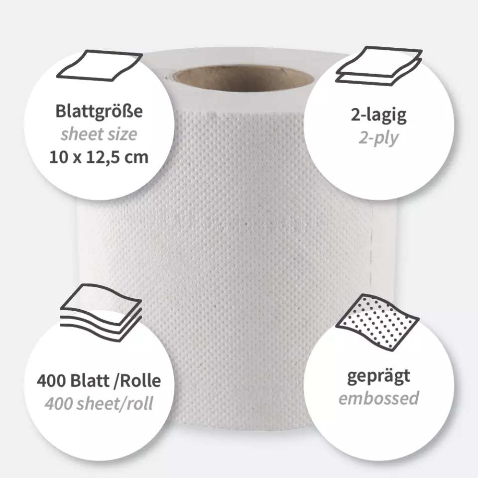HygoClean 30429, Recycled Paper Toilet Paper, Small Roll, 2-ply, Nature, image 2, gallery thumbnail