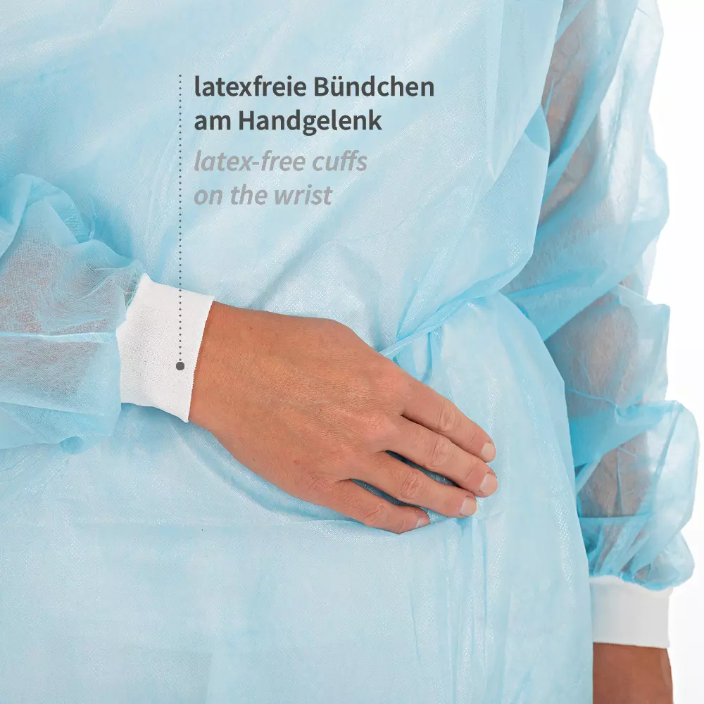 HygoNorm 277769, Eco PP/PE Gowns, Partly Laminated, with Neck Ties, XL, Blue, image 3