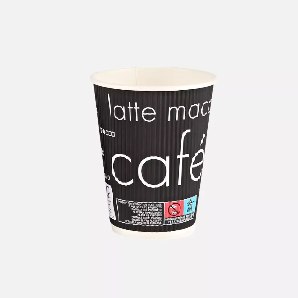 HygoStar 4029123, Riffel-Kaffeebecher aus Pappe/PE, 300 ml / 12 oz, ø 90 mm, FSC®-Mix, image 1, gallery thumbnail