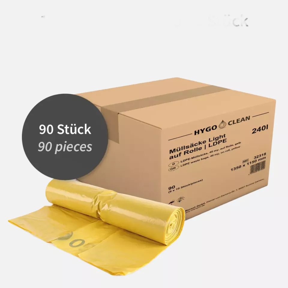 HygoStar 32318, Light Waste Bags, 240 l, Yellow, LDPE, Roll, image 5, gallery thumbnail