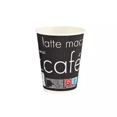 HygoStar 4029123, Riffle Paperboard/PE Coffee Cups, 300 ml / 12 oz, ø 90 mm, FSC®-mix