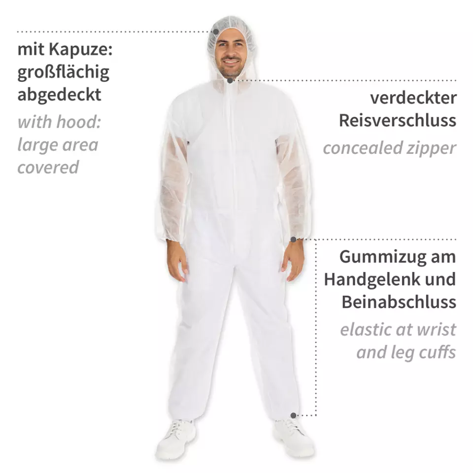 HygoNorm 27609, PP Coveralls, Light, with hood, image 4, gallery thumbnail