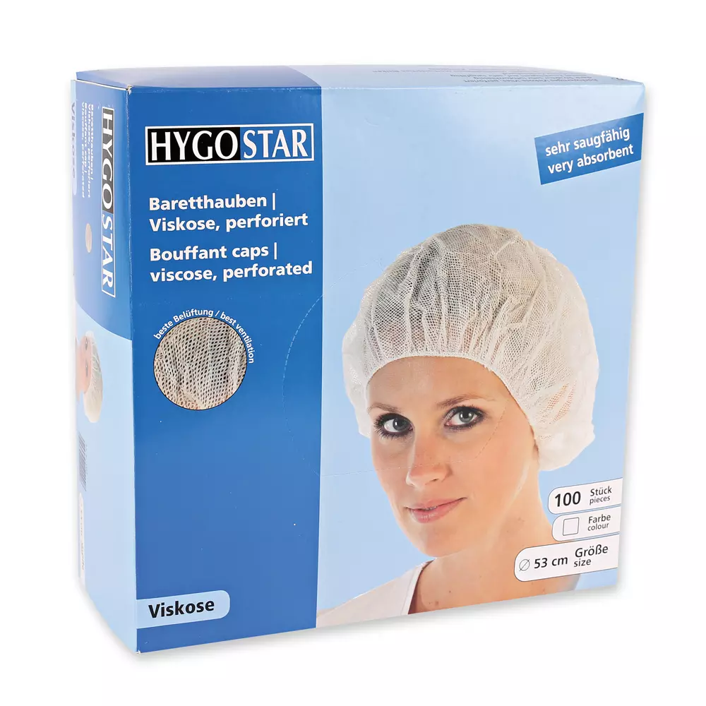 HygoStar 1220, Viscose Bouffant Caps, Perforated, ø 53 cm, White, image 7