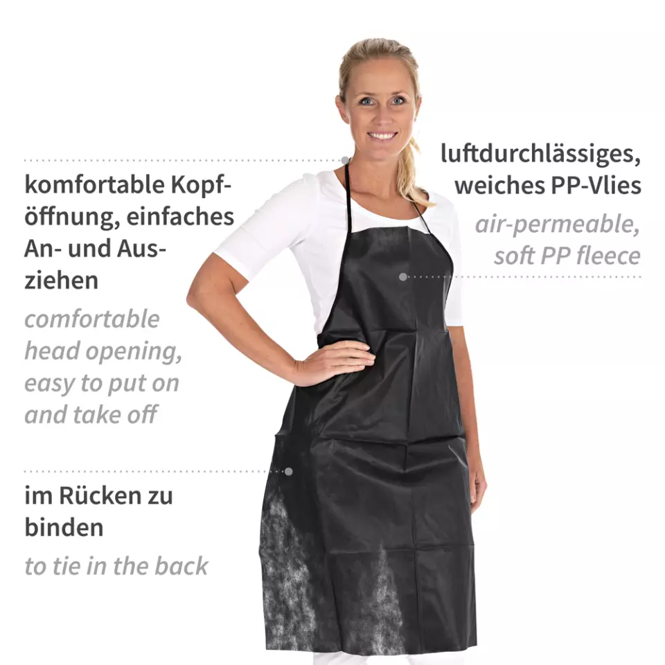 HygoStar 20180, Disposable PP Aprons, 90 x 70 cm, Black, image 4, gallery thumbnail
