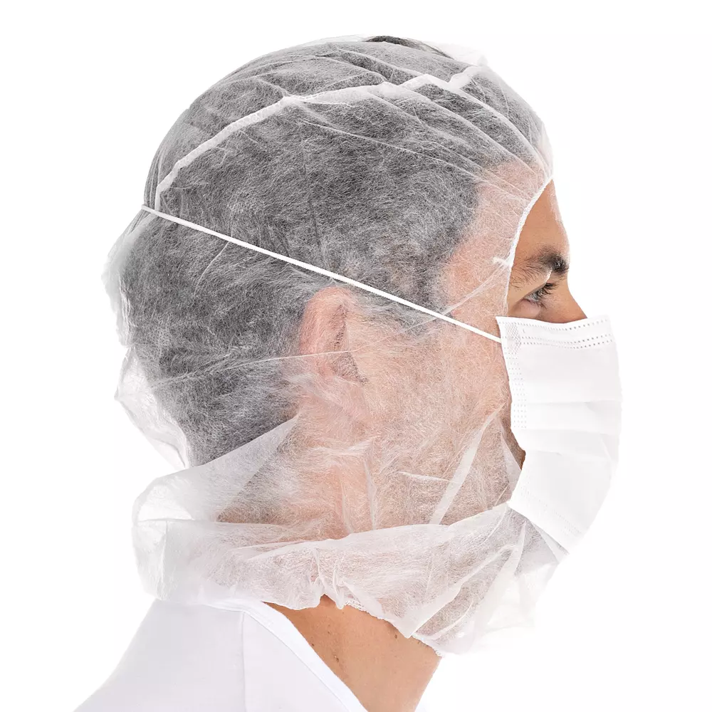 HygoStar 132001, 3-ply PP Astro Caps with Face Mask, White, image 3